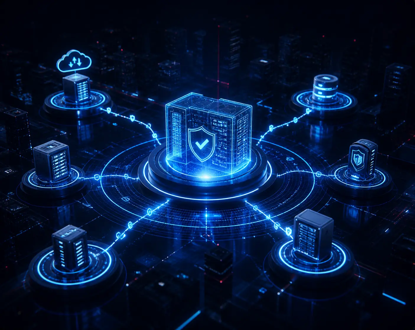 Connected cityscape representing governance, risk, and compliance